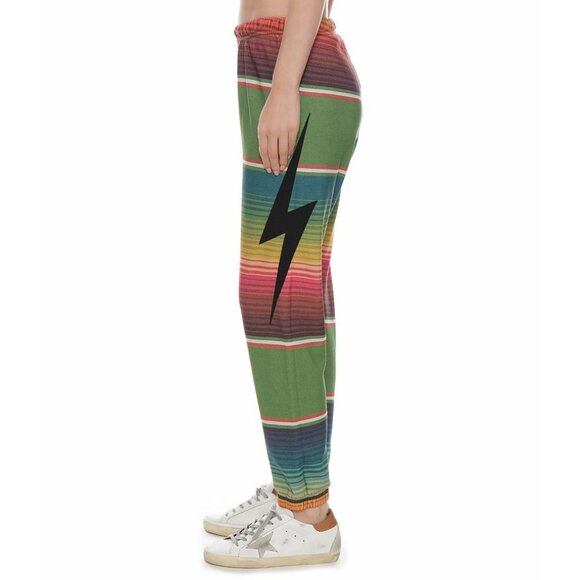 Aviator Nation Serape Bolt Stitch Sweatpants Womens Size XS Jungle Green